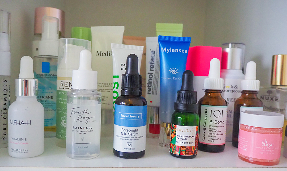 skincare products shelfie image