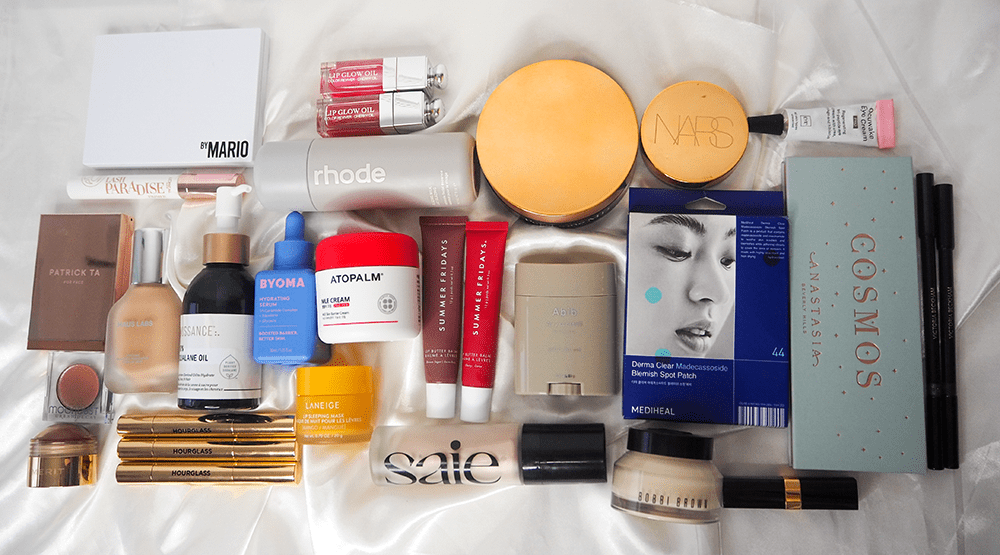 Beauty products flatlay