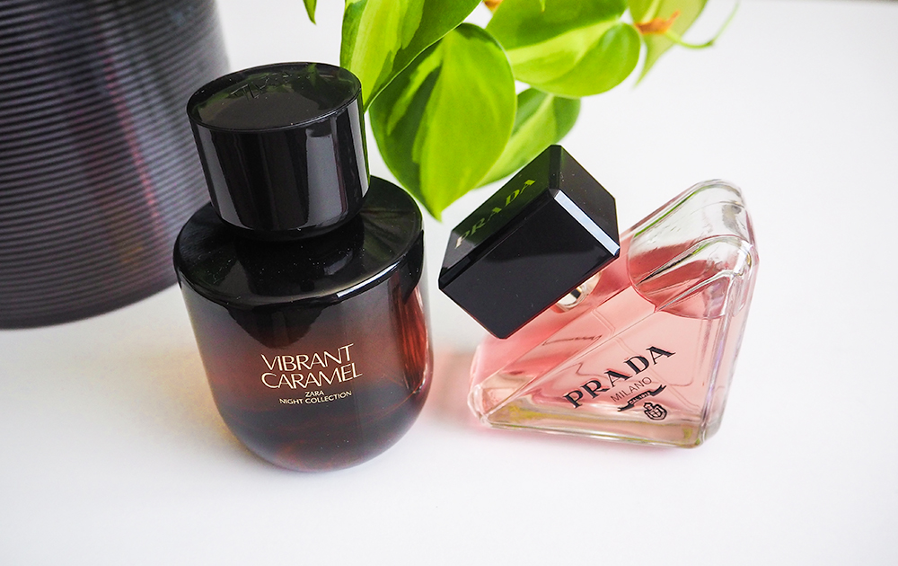 Zara Vibrant Caramel vs Prada Paradoxe perfume image